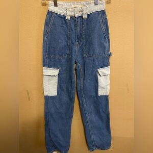 Pacsun 90s Boyfriend Highwaisted Cargo Denim Jeans Size 23” Waist Y2K